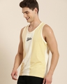 Shop Men's Beige Colourblock Sleeveless T-shirt-Front