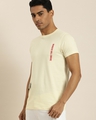 Shop Men's Cream Typography Slim Fit T-shirt-Front