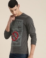 Shop Men's Grey Graphic Printed Slim Fit T-shirt-Front