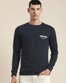 Shop Men's Navy Blue Graphic Printed T-shirt-Front