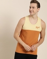 Shop Men's Yellow Colourblock Sleeveless T-shirt-Front