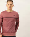 Shop Men's Pink Striped T-shirt-Front