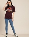 Shop Women's Maroon Typography Oversized T-shirt