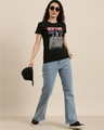 Shop Women's Black Graphic Print Slim Fit  T-shirt