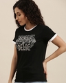 Shop Women's Black Typography Slim Fit  T-shirt-Front