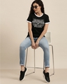 Shop Women's Black Typography Slim Fit  T-shirt