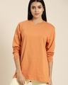 Shop Women's Brown Oversized T-shirt-Front