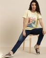 Shop Women's Cream Graphic Print Boxy Fit T-shirt
