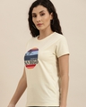 Shop Women's Cream Graphic Slim Fit  T-shirt-Front