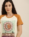 Shop Women's Cream Graphic Print Slim Fit  T-shirt-Design