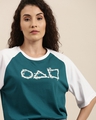 Shop Women's Green Color Block Oversized Fit T-shirt-Design
