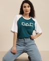 Shop Women's Green Color Block Oversized Fit T-shirt