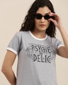 Shop Women's Grey Melange Typography Slim Fit  T-shirt-Design