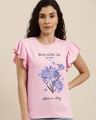Shop Women's Pink Floral Slim Fit  T-shirt-Front