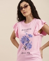 Shop Women's Pink Floral Slim Fit  T-shirt-Design