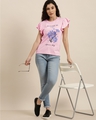 Shop Women's Pink Floral Slim Fit  T-shirt