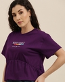 Shop Women's Purple Typography Boxy Fit Crop T-shirt-Front