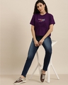 Shop Women's Purple Typography Boxy Fit Crop T-shirt