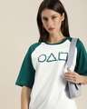 Shop Women's White Color Block Oversized Fit T-shirt-Design