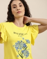 Shop Women's Yellow Floral Slim Fit  T Shirt-Design
