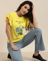 Shop Women's Yellow Floral Slim Fit  T Shirt