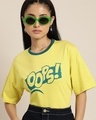 Shop Women's Yellow Oops Typography Oversized T-shirt-Front