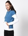 Shop Women's Blue & White Color Block Hoodie-Design
