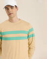 Shop Men's Beige Striped T-shirt-Front