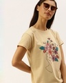 Shop Women's Beige Floral Print T-shirt-Design