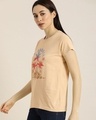 Shop Women's Beige Graphic Print T-shirt-Design