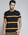 Shop Men's Black Striped Slim Fit T-shirt-Front