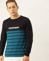Shop Men's Black & Blue Typography Slim Fit T-shirt-Front
