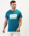 Shop Men's Blue Colourblocked T-shirt-Front