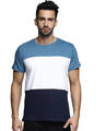 Shop Men's Blue & White Color Block Slim Fit T-shirt-Front
