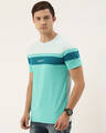 Shop Men's Blue & White Colourblocked T-shirt-Design