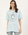 Shop Women's Blue Graphic Print T-shirt-Front