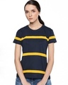 Shop Women's Blue Striped T-shirt-Front