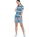 Shop Women's Blue Striped T-shirt