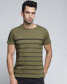 Shop Men's Blue Striped T-shirt-Front