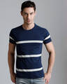 Shop Men's Blue Striped T-shirt-Front