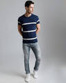 Shop Men's Blue Striped T-shirt