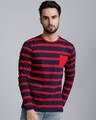 Shop Men's Blue Striped T-shirt-Front