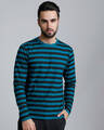 Shop Men's Blue Striped T-shirt-Front