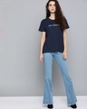 Shop Women's Blue Typography T-shirt