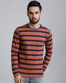 Shop Men's Brown Striped T-shirt-Front