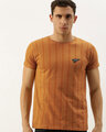 Shop Brown Vertical Stripes T Shirt-Front