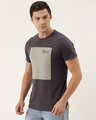 Shop Dark Grey Colourblocked T Shirt-Front
