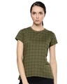 Shop Women's Green Checked T-shirt-Front