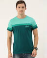 Shop Men's Green Colourblocked T-shirt-Front