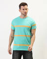 Shop Men's Green Striped T-shirt